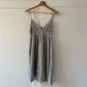 H&M Grey and White Striped Midi Dress